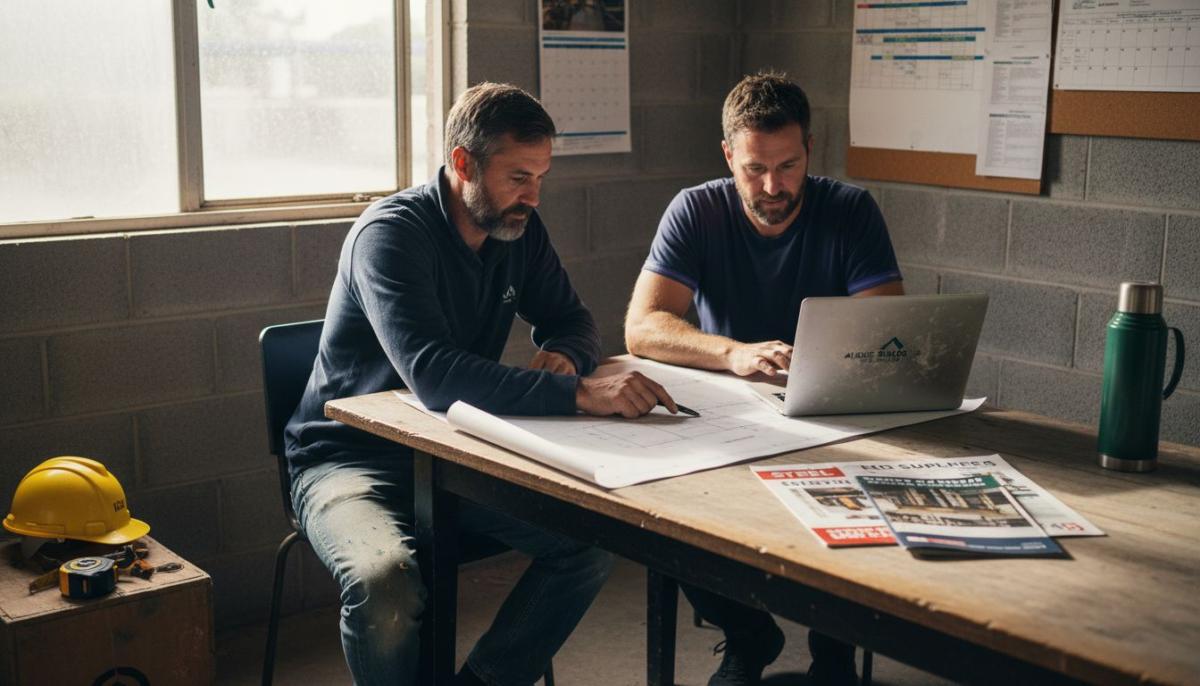 Builders review website content ideas together