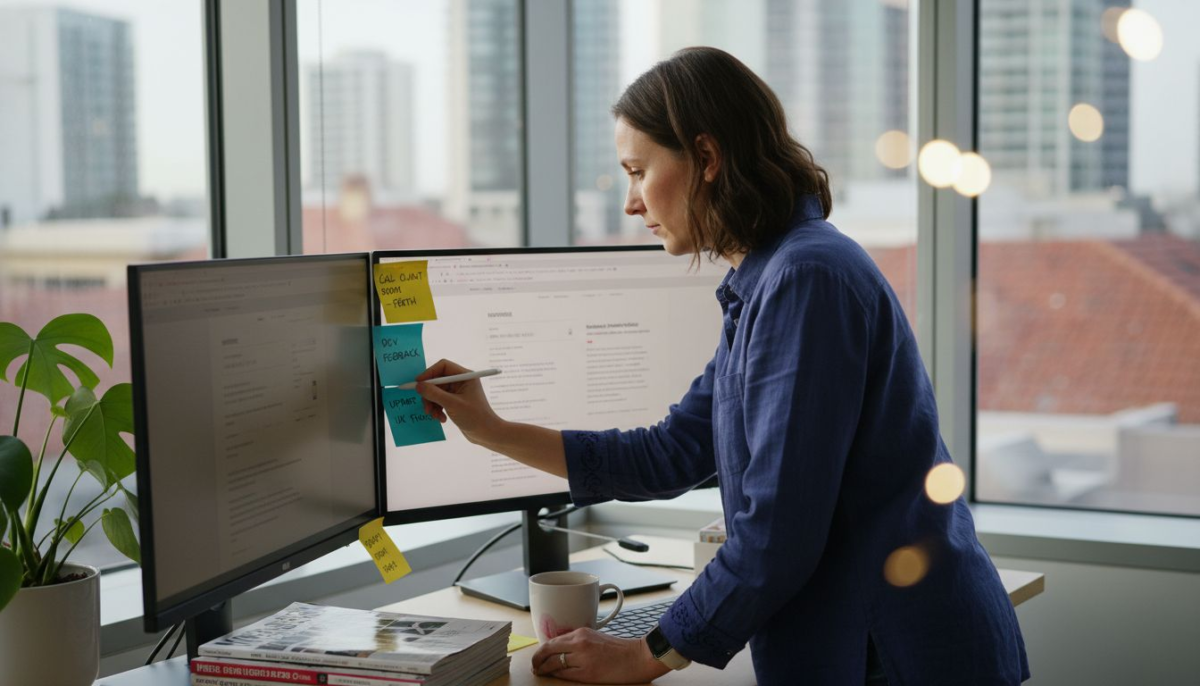 Web designer editing typography on desktop