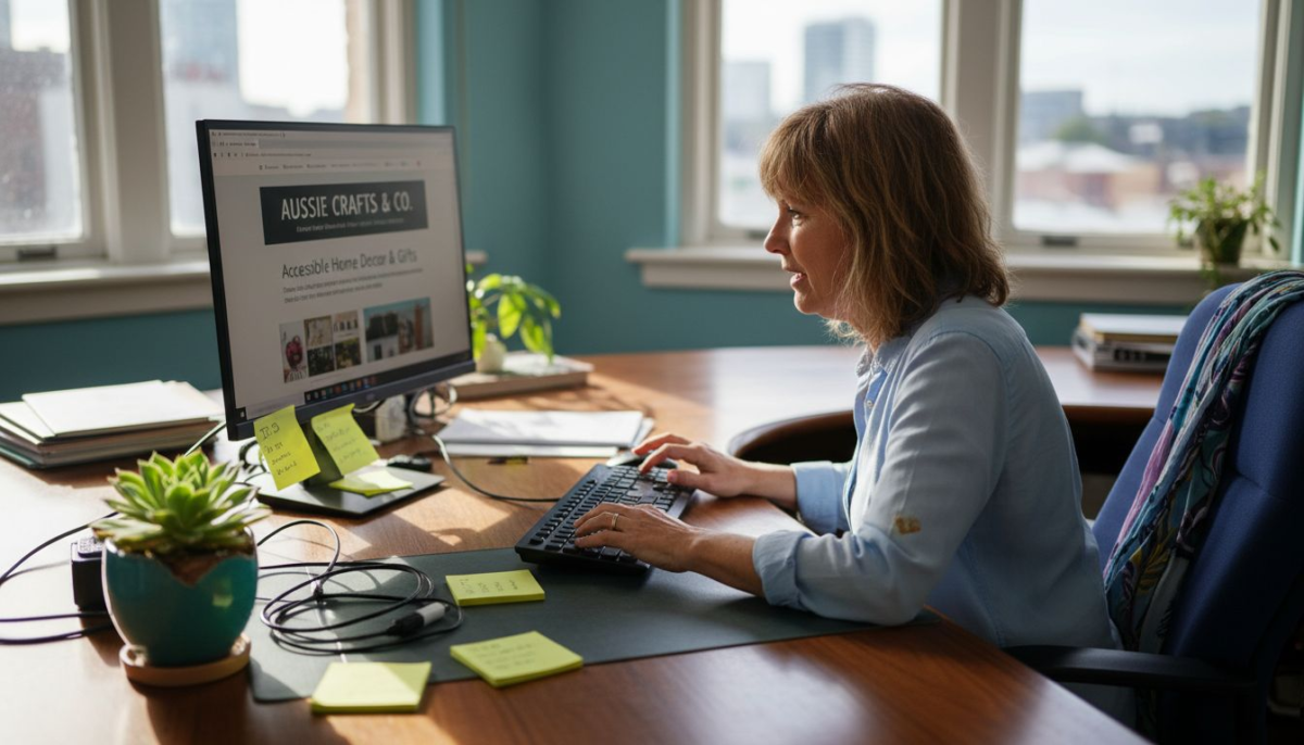 Business owner reviews website for accessibility