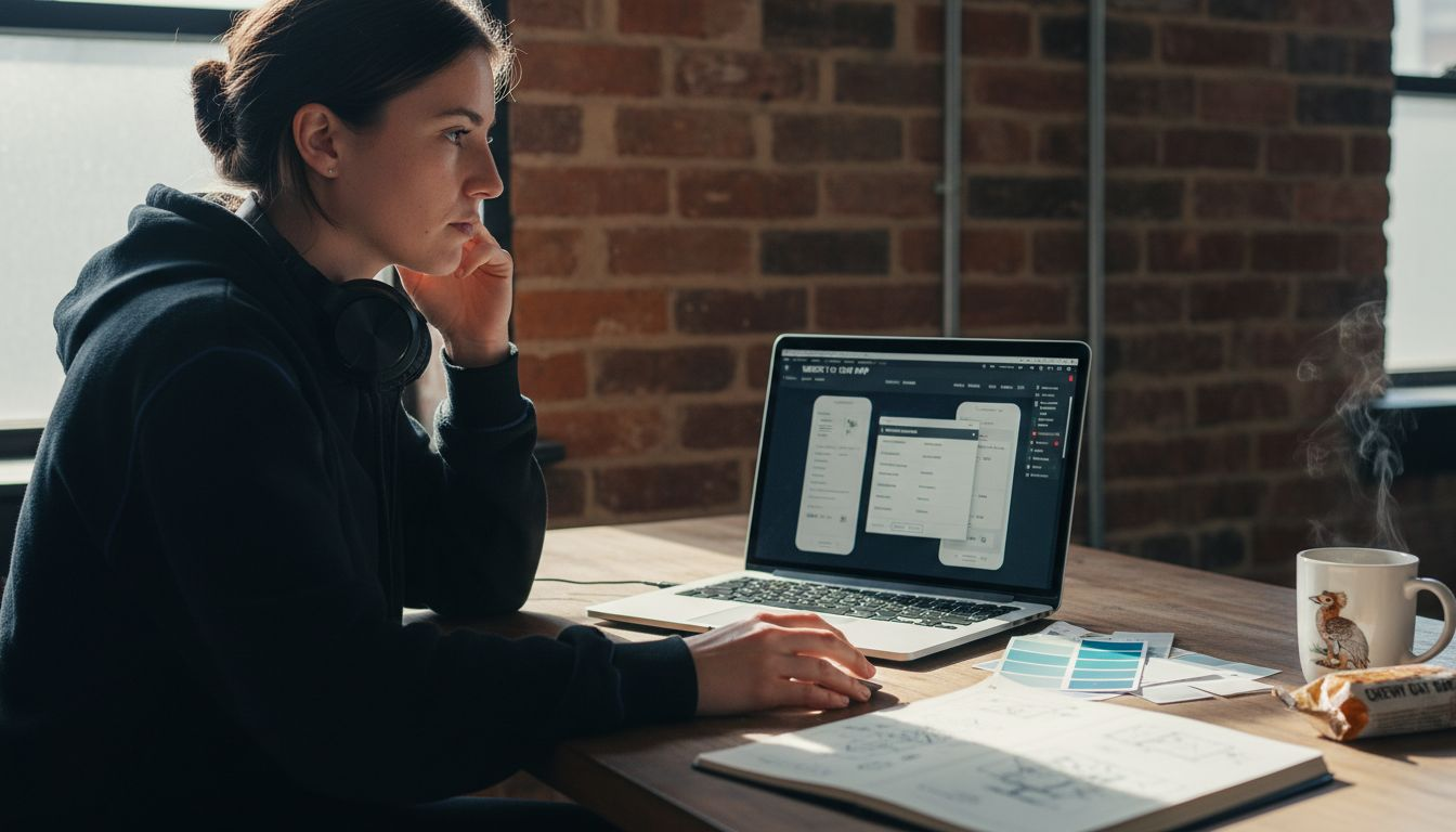 Designer comparing font options on laptop